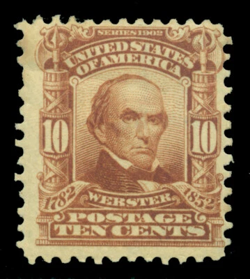 US  1903  Webster  10c pale brown  Scott 307  mint MH - Image 1 of 2