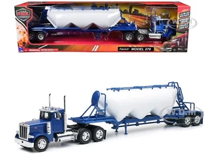PETERBILT 379 TRUCK BLUE W/PNEUMATIC TANKER TRAILER 1/32 BY NEW RAY SS-10583 - Picture 1 of 3