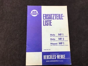 Lista de piezas de repuesto Hercules Mofa MF 1 MF 2 ciclomotor MP 1 mayo 1971 - Imagen 1 de 2