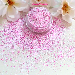 Nail Art *Baby* Pink White Pastel Glitter Fine Tinsel Powder Dust Mix 5ml Pot - Picture 1 of 4