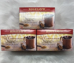 3-Bigelow HOT CINNAMON Black Tea 18 Count Bold Spice With Sweet Heat 1.23 Oz New - Picture 1 of 1