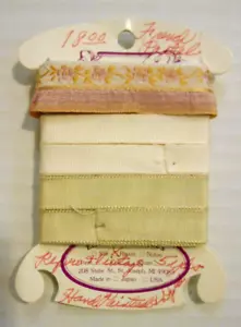 Jacquard Embroidered Floral Grosgrain Trim Ribbon French Pastels 5 Yds Hand Dyed - Picture 1 of 5