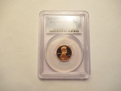 1997 S Lincoln Penny,  PCGS PR69RD DCAM Cover