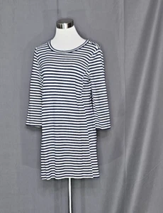 Madewell by J Crew - Blue and White Striped 3/4 Sleeve Dress - Size Medium - Picture 1 of 2
