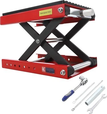 1200 lbs Motorcycle Lift Jack Motorcycle Stand Scissor Jack w/ Deck & Safety Pin - Image 1 of 4