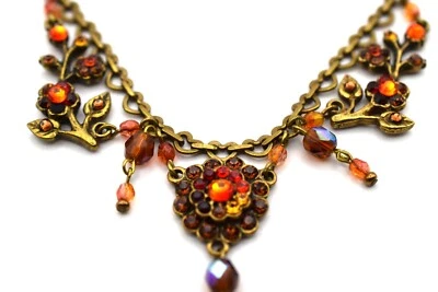 Ожерелье Michal Negrin, оранжевые радужные кристаллы Swarovski, НОВОЕ! - Изображение 1 из 4