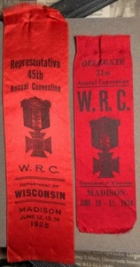 2 WRC Ribbons: Department Of Wisconsin, Delegate/Representative Annual Conventio - Picture 1 of 1