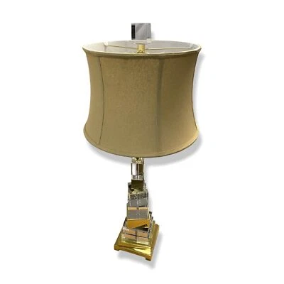 $1185 Global Views Clear Gold Twisted Crystal Table Lamp - Image 1 of 4