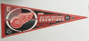 2002 NHL DETROIT RED WINGS WESTERN CONFERENCE CHAMPIONS STANLEY CUP FELT PENNANT - Picture 1 of 5
