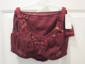 ELOMI CHARLEY UNDERWIRE PLUNGE BRA/ PANTY SET IN AUBERGINE SIZE 34H (US)/ LARGE - Picture 1 of 5