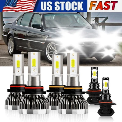 Kit de 6 faros combinados LED bombilla haz alto/bajo + luz antiniebla 6000 k para BMW 740iL 1993 Foto 1 de 4