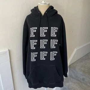 LF Womens Black Cotton Blend Logo Graphic Oversized Hoodie Sweatshirt Size Small - Picture 1 of 12