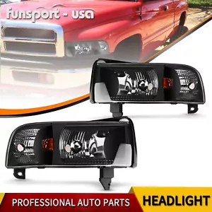 Headlights Assembly + Corner Lamps for 1994-2002 Dodge Ram 1500 2500 3500 Pickup - Picture 1 of 10