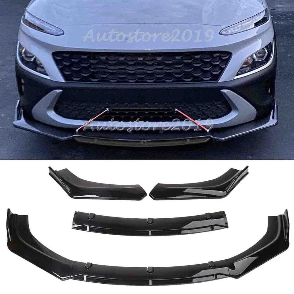 For Hyundai Santa Fe Glossy Black Front Bumper Lip Splitter Spoiler Diffuser Kit - Image 1 of 4