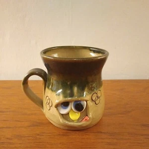 Ugly Stoneware Face Becher Vintage Retro Studiokeramik handgeworfen Tasse Tee  - Bild 1 von 9