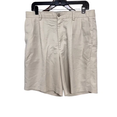 Pantalones cortos chinos plisados de tela europea Turnbury beige para hombre talla 34 Foto 1 de 3