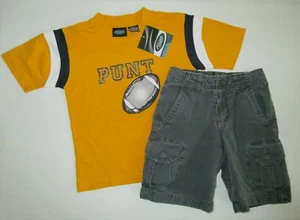 Gap Gray Cargo Shorts Athletic Works New Football Shirt Boy Size 5 Summer Set - Picture 1 of 6