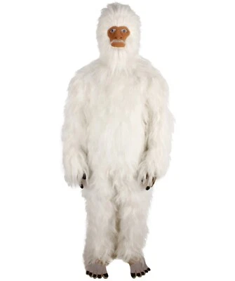 Adult Unisex White Furry Yeti Snowman Costume with Face Mask, HC-1958 - Image 1 of 3