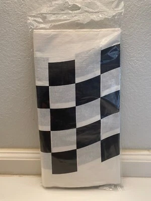 Black & White Check Race Car Birthday Party Tablecover 54"x102" - Image 1 of 2