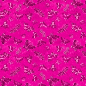 Tela de edredón de mariposas Kindred Canines fucsia laurel Burch se vende por 1/2 yarda - Imagen 1 de 2