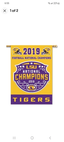LSU TIGERS 2019 NATIONAL CHAMPS 2 SIDED 28"X40" HOUSE FLAG BANNER NCAA LICENSED Cover