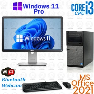 WINDOWS11 PC Dell Desktop Computer WiFi DVD Core i3 8GB RAM OFFICE 2021 Monitor - Picture 1 of 7