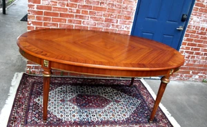 French Antique Louis XV Inlaid Kingwood Oval Draw Leaf Dining Table - Picture 1 of 10