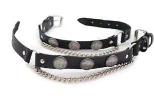 Neu Herren Biker Silber Metall Kette Schwarz Stiefel Riemen Büffel Charm SET Statement - Bild 1 von 20