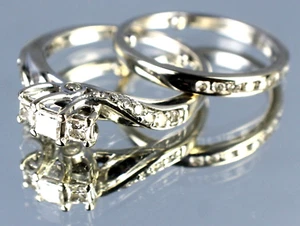 10K White Gold Ladies Diamond Ring Set .60CTW Approx | Size 5.25 - Picture 1 of 7
