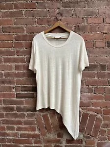 IRO Paris Women’s Asymmetrical Tee, Ivory 100% Linen, Portugal - Picture 1 of 8