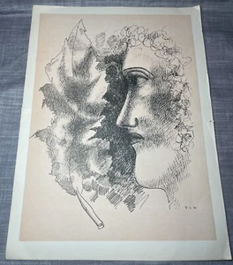 1939 Verve Fernand Leger Tête et Feuille & Andre Derain Portrait of a Lady Print - Picture 1 of 7