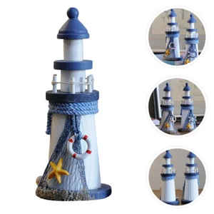 Wooden Lighthouse Rustic Beach Decor Nautical Lighthouse Ornament Decoration - Picture 1 of 12