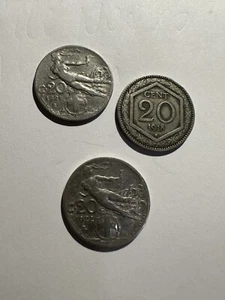 Italia Regno 20 cent Esagono 1918 , 20 Cent 1921 Librata e 20 Cent 1922 Librata - Foto 1 di 2