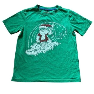 Chubbies Boys Surfing Santa Short Sleeved Tee Shirt in Green - Size Medium - Picture 1 of 4