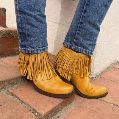 Old Gringo Yippee Ki Yay Botines con Flecos para Mujer 8.5 Cuero Tostado Estilo Occidental Foto 1 de 4
