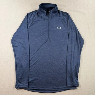 Under Armour UA Tech Quarter Zip Pullover Mens Small Blue Lightweight Golf Loose - Image 1 of 4