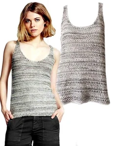 Nwt VINCE Womens Medium Teak Neutral Mix OPEN WEAVE KNIT SWEATER TANK - Picture 1 of 5