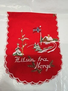 Hilsen Fra Norge Greetings From Norway Embroidered Table Runner - Picture 1 of 11