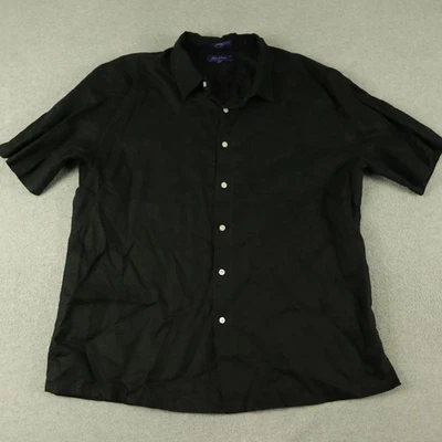 Camisa Alan River Para Hombres 2XL XXL Lino Informal Bolsillo Abotonado Negra Manga Corta Foto 1 de 4