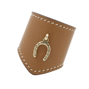 HERMES ScarfRing Porte Bonheur Lambskin/Silk100% Maron Halzan - Picture 1 of 7