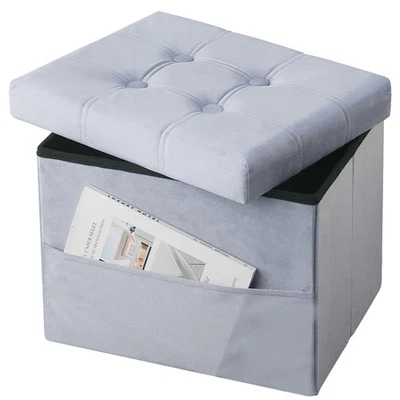 Складной ножной стул оттоманка для хранения 17 дюймов с бархатным покрытием для хранения... - Изображение 1 из 4