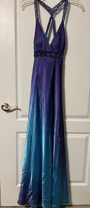 Vintage Dj Jaz Y2K Fairytale Whimsical Blue Purple Ombré Pailletten Ballkleid - Bild 1 von 12