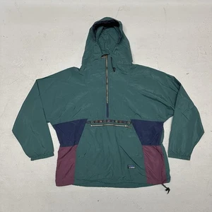 VINTAGE LL Bean Jacket uomo 2XL verde pullover Aztec Anorak anni 80 90 USA con cappuccio - Foto 1 di 10