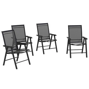 4PC Lightweight Outdoor Patio Chairs, Comfortable Single-Seat Furniture Gray - Picture 1 of 11
