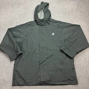 Carhartt Jacket Adult Medium Green Polyvinyl C79 Chore Hood Rain Coat Mens* - Picture 1 of 10