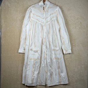 Eileen West Vintage Queen Anne's Lace Trim Floral House Robe Large Cottagecore - Bild 1 von 9