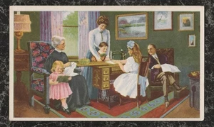 Máquina de coser 1913 Trade Card Singer 127-3 relojes familiares niña coser 5,5 x 3,25 - Imagen 1 de 2