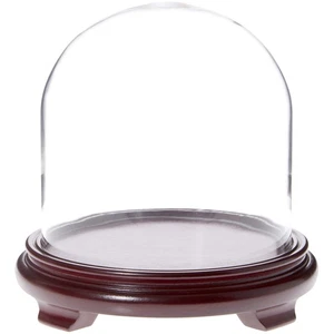 Plymor 8" x 8" Glass Display Dome Cloche (Red Wood Veneer Footed Base) - Picture 1 of 1