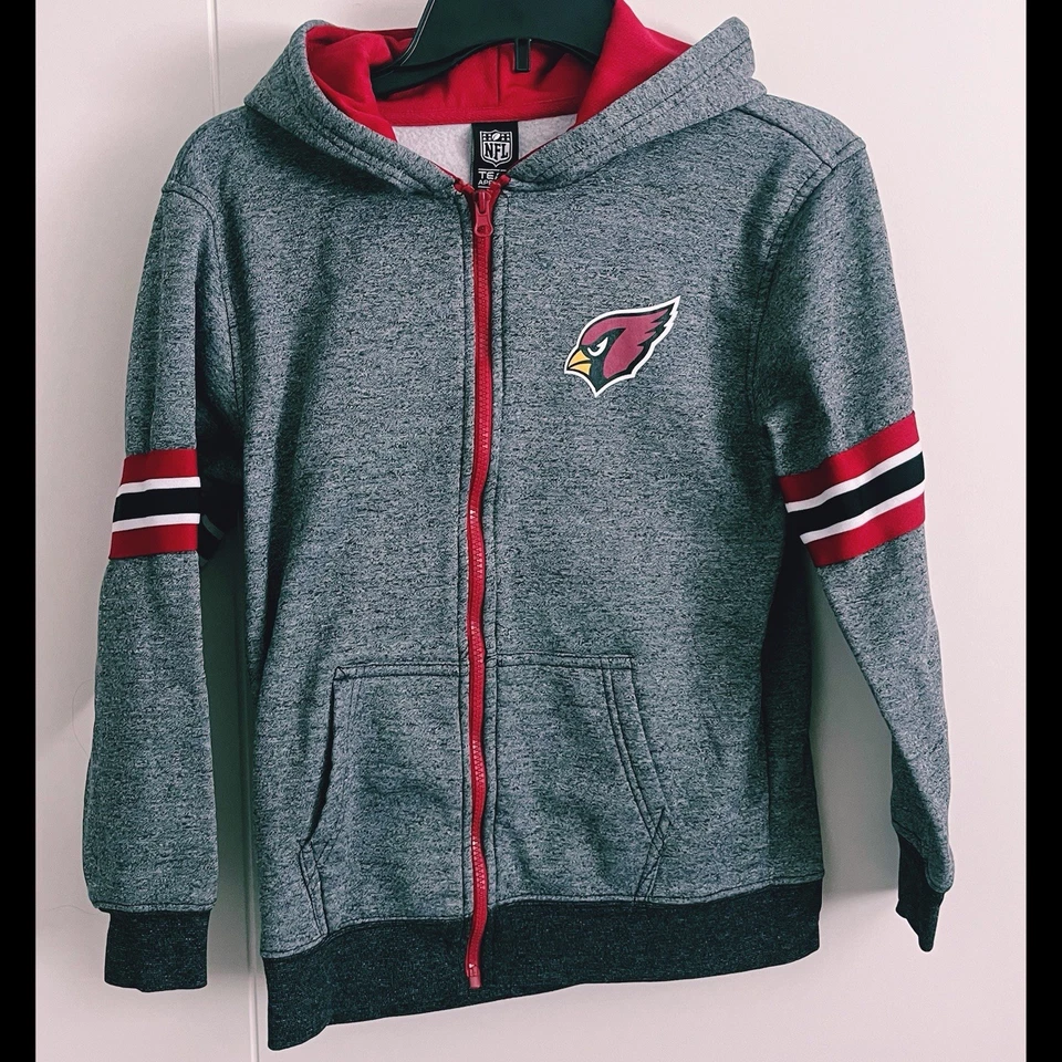 NFL Team Apparel Arizona Cardinals Gray Full Zip Hoodie Youth Boys Large 14-16 - Image 1 of 4