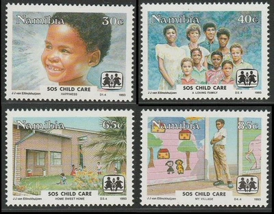 Sellos Namibia 1993 S.O.S. Cuidado de niños en Namibia Sc#738_41 MNH Foto 1 de 2